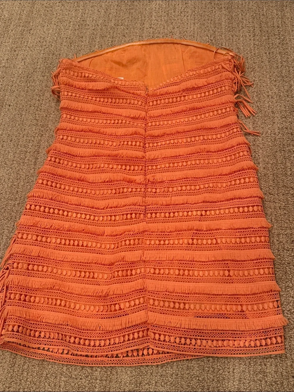 Anthropologie Let Me Be Fringed Tube Mini Dress in Bright Orange Size XS - Picture 6 of 8